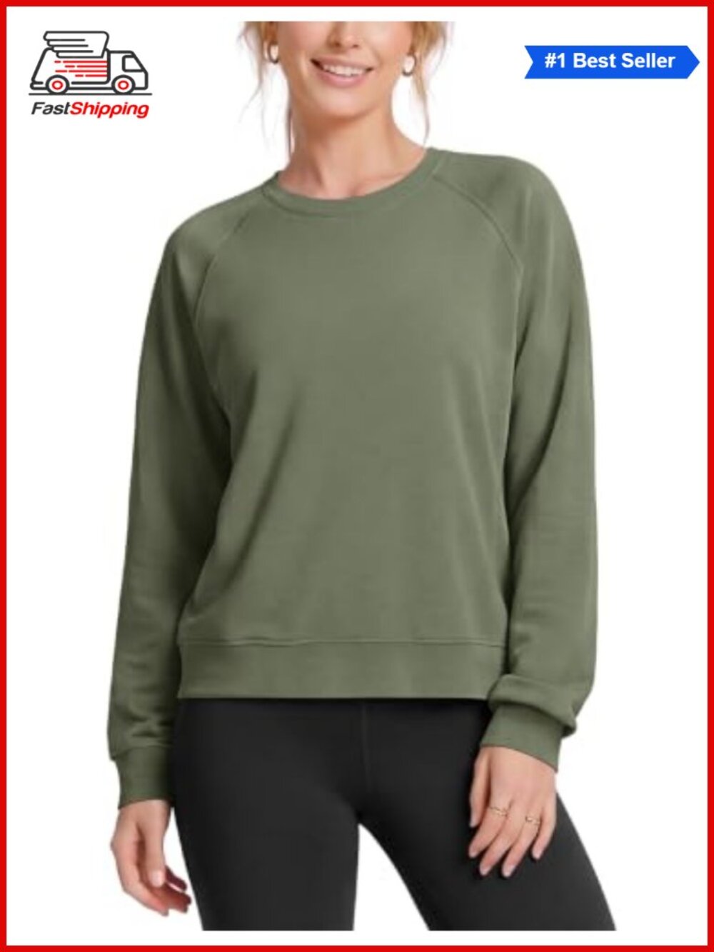 โจODODOS Modal Soft Raglan Long Sleeve Crewneck Oversized Pullover Sweatshirt